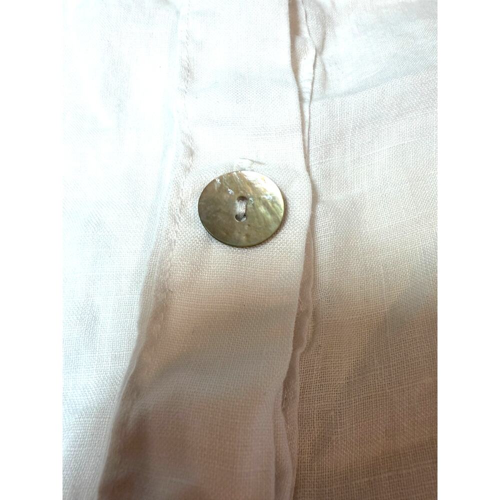 Vtg 90s Match Point 100% linen sleeveless button down shirt white M cottagecore - Picture 5 of 8